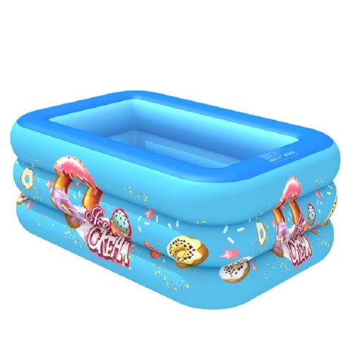 Household Indoor and Outdoor Ice Cream Pattern Children Square Inflatable Swimming Pool, Size:130 x 85 x 50cm, Color:Blue