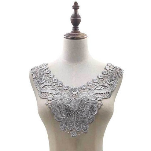Gray Lace Butterfly Flower Embroidery Collar Flower Three-dimensional Hollow Fake Collar DIY Clothing Accessories, Size: 36 x 30cm