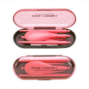 2 PCS Mini Outdoor Portable Travel Sets Candy Color Folding Dinner Set Student Kids Kitchen Tool(Pink)