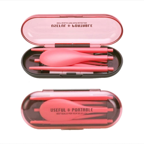 2 PCS Mini Outdoor Portable Travel Sets Candy Color Folding Dinner Set Student Kids Kitchen Tool(Pink)