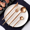 Stainless Steel Cutlery Knives Forks Spoons Western Kitchen Dinnerware Home Party Tableware Set(Rose Gold)