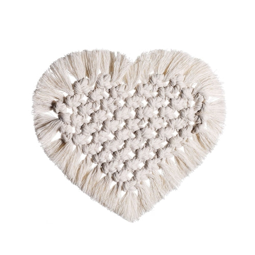 Woven Tassel Cotton Rope Love Coaster Placemat Cotton and Linen Heat Insulation Pad Home Daily Decoration