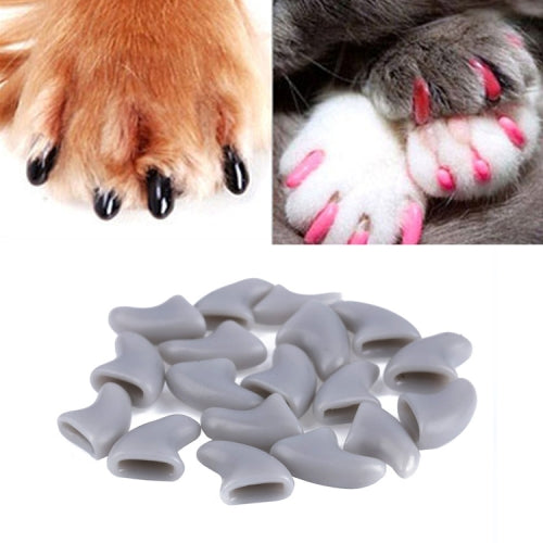 20 PCS Silicone Soft Cat Nail Caps / Cat Paw Claw / Pet Nail Protector/Cat Nail Cover, Size:L(Gray)