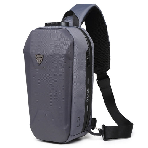 Ozuko 9321 Outdoor Anti-Theft Oxford Cloth Men Chest Bag Waterproof Messenger Bag with External USB Charging Port(Dark Gray)