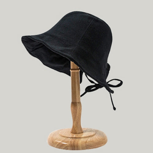 Back Bow Tie Fisherman Hat Summer All-Match Sunshade Tie Basin Hat, Colour: Black(Free Size)