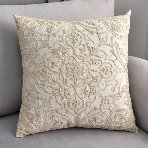 Cotton Cord Embroidery Pillow Cushion Cover without Core, Size: 50x50cm(Linen)