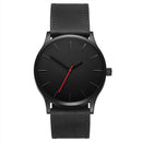 Men Simple Matte Leather Belt Quartz Watch(Black)