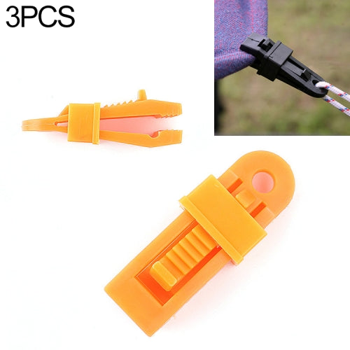 3 PCS Tents Wind Rope Clamp Awnings Outdoor Camping Plastic Clip Tents Accessories(Orange)