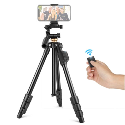 Q160a 4-Section Folding Legs Live Broadcast Aluminum Alloy Tripod Mount with Three-dimensional Tripod Heads & Wireless Remote Control