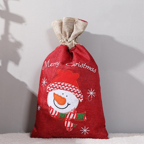 2 PCS Christmas Decorations Linen Gift Bags Old Man Snowman Gift Bag, Size:Large 57x34cm(Snowman)