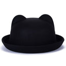 Beautiful Cute Women Devil Hat Cute Cat Bear Ears Seaside shade Wool Hat(black)