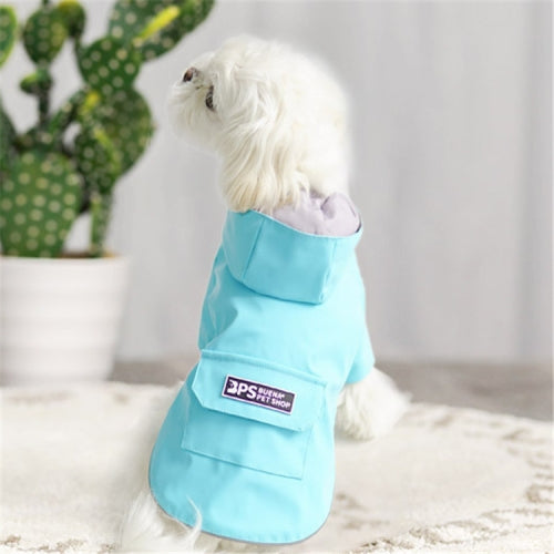 Dog Raincoat Hooded Four-Legged Clothes Waterproof All-Inclusive Small Dog Pet Raincoat, Size: L(Lake Blue)