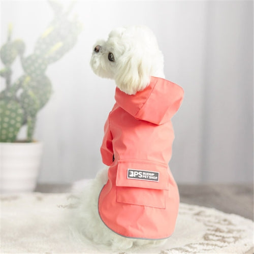 Dog Raincoat Hooded Four-Legged Clothes Waterproof All-Inclusive Small Dog Pet Raincoat, Size: XL(Pink)