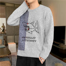Loose Round Neck Sweater Stitching Contrast Color Knit Shirt, Size: XXL(Gray)