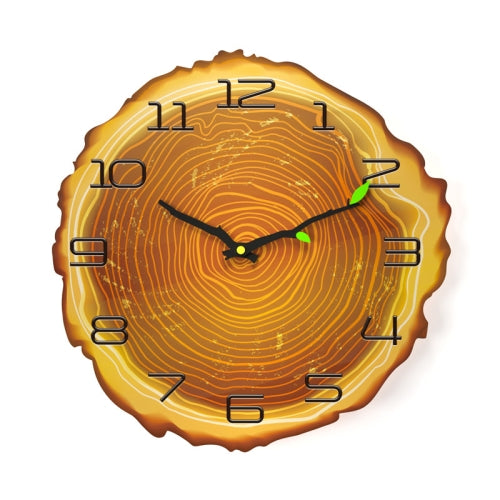 12 Inches Novelty Living Room Wall Clock Annual Ring Quartz Clock Wood Grain Silent Clock, Style:MW013-12 Twelve Words(30x30 cm)