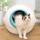 Cat Litter Box Fully Enclosed Flip Cover Splash-Proof Deodorant Pet Toilet(Dream Blue)