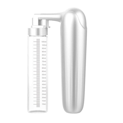 Handheld Nano-Spray Water Replenishment Device Portable Household Facial Beauty High-Pressure Oxygen Injection Device, Style:Long Pot(Silver)