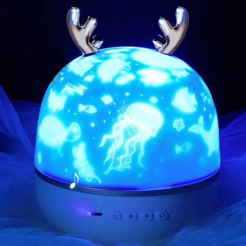 Small Deer Rotating Projection Lamp Children Starry Night Light Lover Gift, Style:Plug-in Version