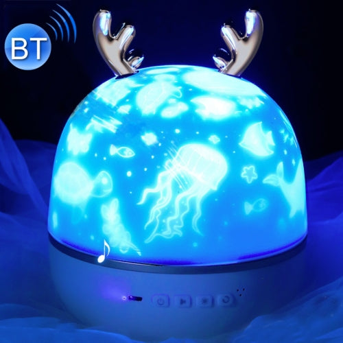 Small Deer Rotating Projection Lamp Children Starry Night Light Lover Gift, Style:Bluetooth Version