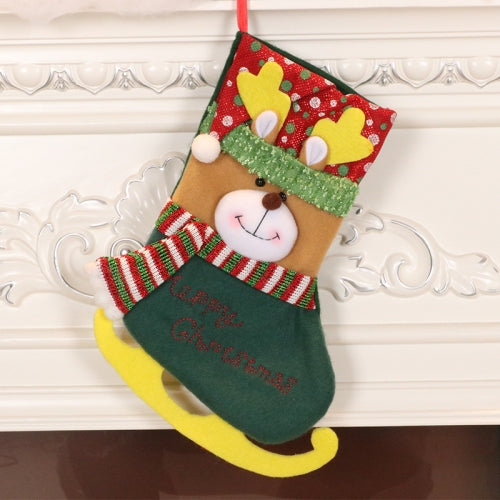 2 PCS Small Ski Christmas Stocking Gift Bag Christmas Decoration Pendant(Deer)