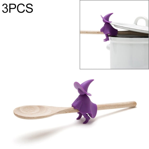 3 PCS Silicone Cartoon Witch Pot Lid Spill Preventer Practical Kitchen Tools Witch Pot Lid Spill Preventer without Spoon