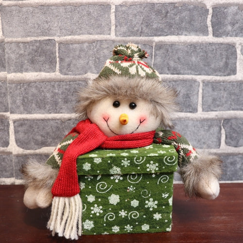 Christmas Square Snowflake Gift Box Christmas Doll Decoration(Snowman )