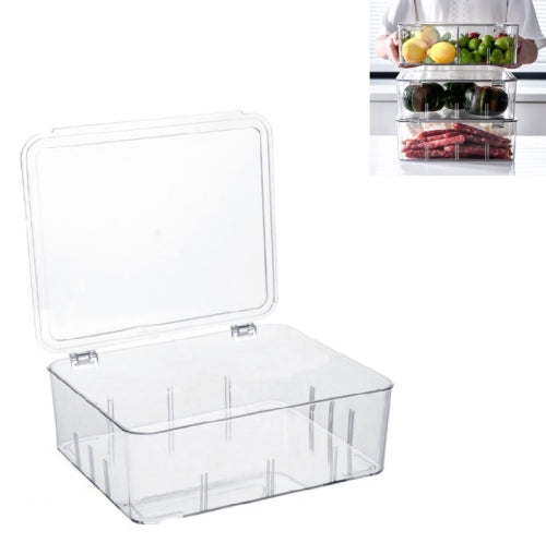Food Storage Box Transparent Separated Fresh-Keeping Box Refrigerator Plastic Cold Storage Box, Style:No Grid