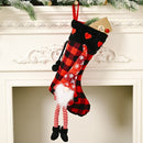 Christmas Supplies Love Fluff Hanging Legs Lattice Christmas Socks Decoration Gift Socks(Red Love)