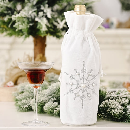 4 PCS Christmas Decoration Supplies Snowflake Beads Wine Bottle Bag Bottle Dress Up(Silver)