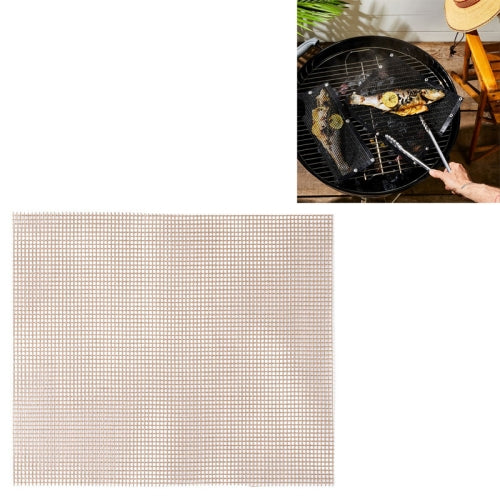 3 PCS Non-Stick Grid Sheet Teflon Barbecue Mat Grill Grid Mat, Size:33x40 cm(Brown)