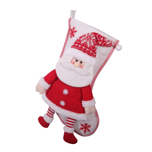 Large Christmas Socks Gift Bag Christmas Decoration Candy Socks, Style:Red and White(The Elderly)