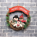 Christmas Decoration Wreath Vine Ring Door Hanging(Snowman)