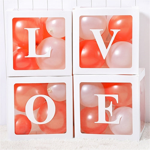 Wedding Birthday Party Decoration Transparent Letter Balloon Box(White Love)