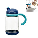 Large-Capacity Glass Hand-Held Oil Can Leak-Proof Seasoning Bottle Kitchen Supplies(Blue Handle)