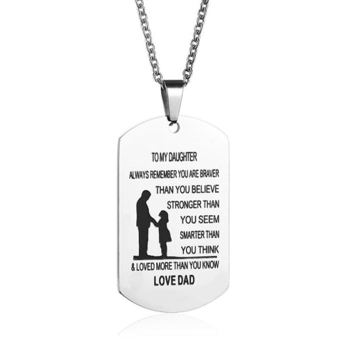Stainless Steel Pendant Necklaces Engrave Name Love Daughter ID Tag Necklaces Customized Logo Jewelry(dad to daughter)