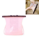 Food-Grade Silicone Fresh-Keeping Sealed Bag Meat & Fruit Kitchen Storage Freezer Bag(Pink)