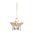 4 PCS Wooden Christmas Tree Pendant Charm Christmas Scene Decoration Pendant(Five-pointed Star)