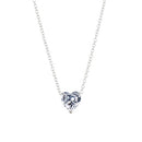 Crystal Heart Pendant Necklace Female Short Chain Necklace(Silver)