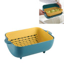 Rotating Double-Layer Storage Fruit Basket Kitchen Vegetable Washing & Draining Basket(Blue)