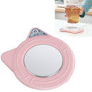 Heating Coaster Cartoon Style Constant Temperature 55 Degrees Celsius Heating Coaster, CN Plug(Pink)