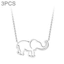 3 PCS Women Stainless Steel Origami Elephant Pendant Necklaces(Silver-color)