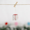 20 PCS Christmas Celebration Supplies Linen Gift Box Pendant Small Gift Bag Gift Box Pendant(White)