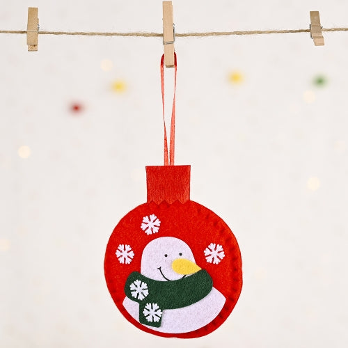 10 PCS Christmas Celebration Decoration Non-Woven Pendant Tree Ornament(Spherical Snowman E)