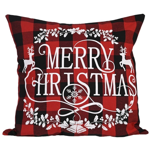 3 PCS Christmas Ornaments Linen Plaid Pillowcase Christmas Elk Pillowcase, Without Pillow Core(Merry Christmas)