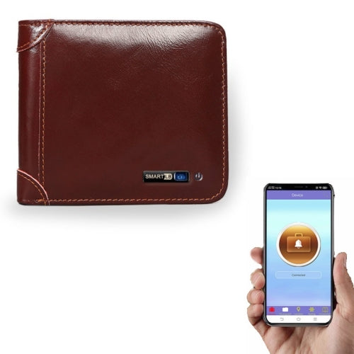 Men Leather Business Wallet Smart Anti-Lost Anti-Theft Wallet, Style:Smart(Wine Red)