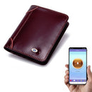 Men Leather Short Business Wallet Smart Anti-Lost Anti-Theft Coin Purse, Style:Smart(Wine Red)