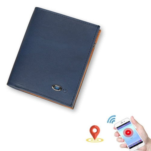 Men Leather Business Wallet Bluetooth Anti-Lost Alarm Smart Coin Purse(Blue)