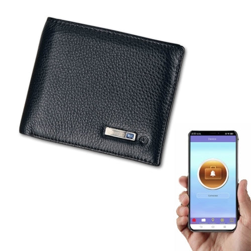 Leather Wallet Mltifunctional Bluetooth Smart Anti-Lost Wallet(Black)