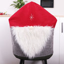 Felt Fabric Christmas Chair Cover Long-Haired Santa Claus Seat Back Cover(Red)