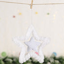 5 PCS Christmas Decoration Supplies Fluffy Sequined Five-Pointed Star Pendant Small Tree Pendant(White)